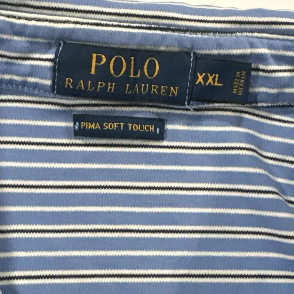 Polo Ralph Lauren Pima Soft Touch Polo Shirt Mens XXl 2XL Blue Short Sleeve Pony